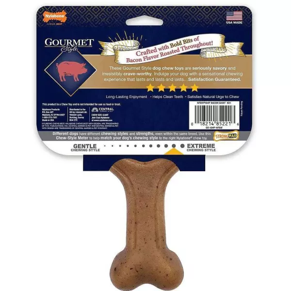 Gourmet Style Strong Wishbone Dog Chew Toy Bacon | Nylabone Store